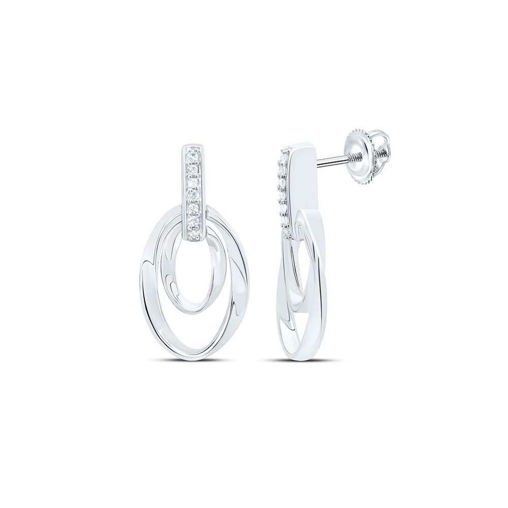 Sterling Silver White-Tone 1/12 Ctw Natural Diamond Earring