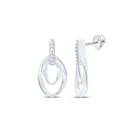 Sterling Silver White-Tone 1/12 Ctw Natural Diamond Earring