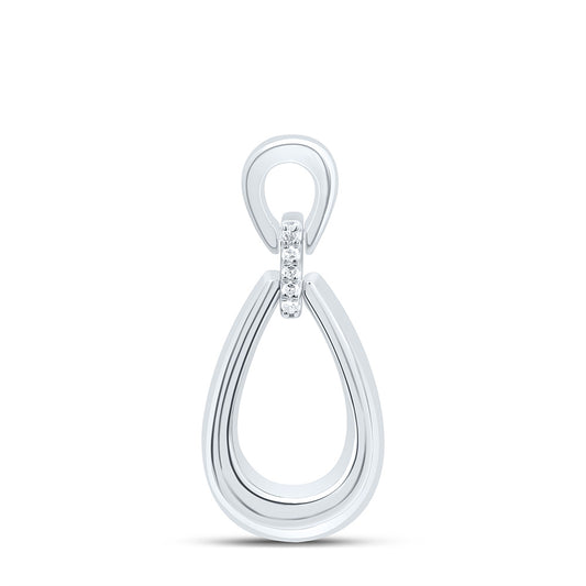Sterling Silver White-Tone 0.03 Ctw Natural Diamond Pear Pendant