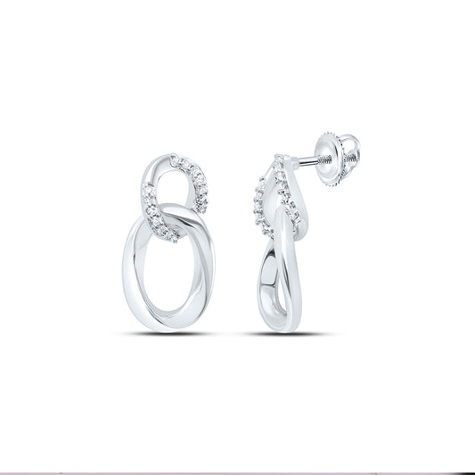 Sterling Silver White-Tone 1/6 Ctw Natural Diamond Earring