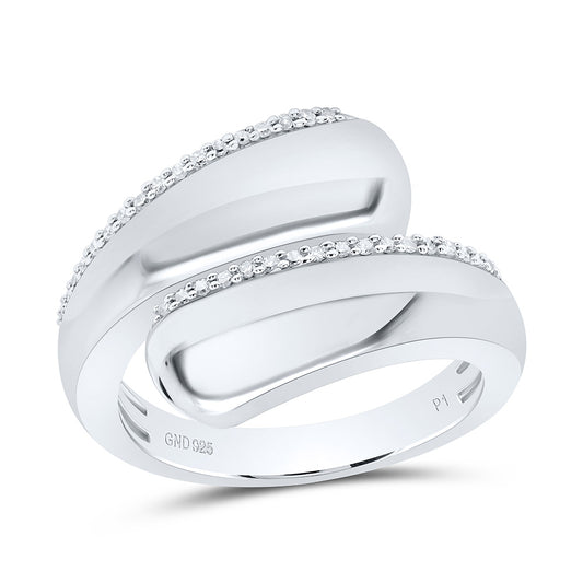 Sterling Silver White-Tone 1/8 Ctw Natural Diamond Ring, Womens Size: 5-9