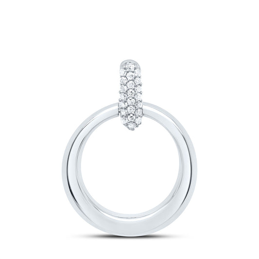 Sterling Silver White-Tone 1/10 Ctw Natural Diamond Round Pendant