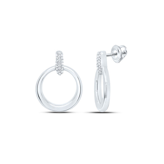 Sterling Silver White-Tone 1/6 Ctw Natural Diamond Round Earring
