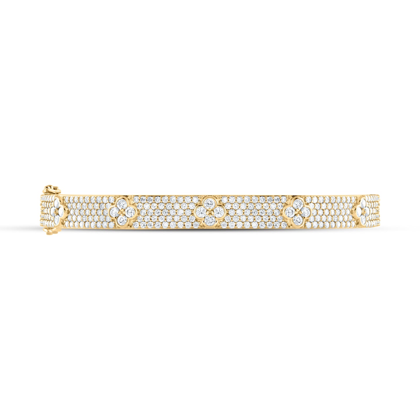 14K Yellow Or White Gold 2 1/2Cttw Natural Diamond Fashion Clover Bangle (60X48Mm)