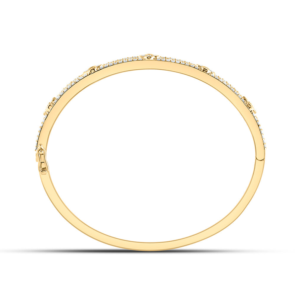 14K Yellow Or White Gold 2 1/2Cttw Natural Diamond Fashion Clover Bangle (60X48Mm)