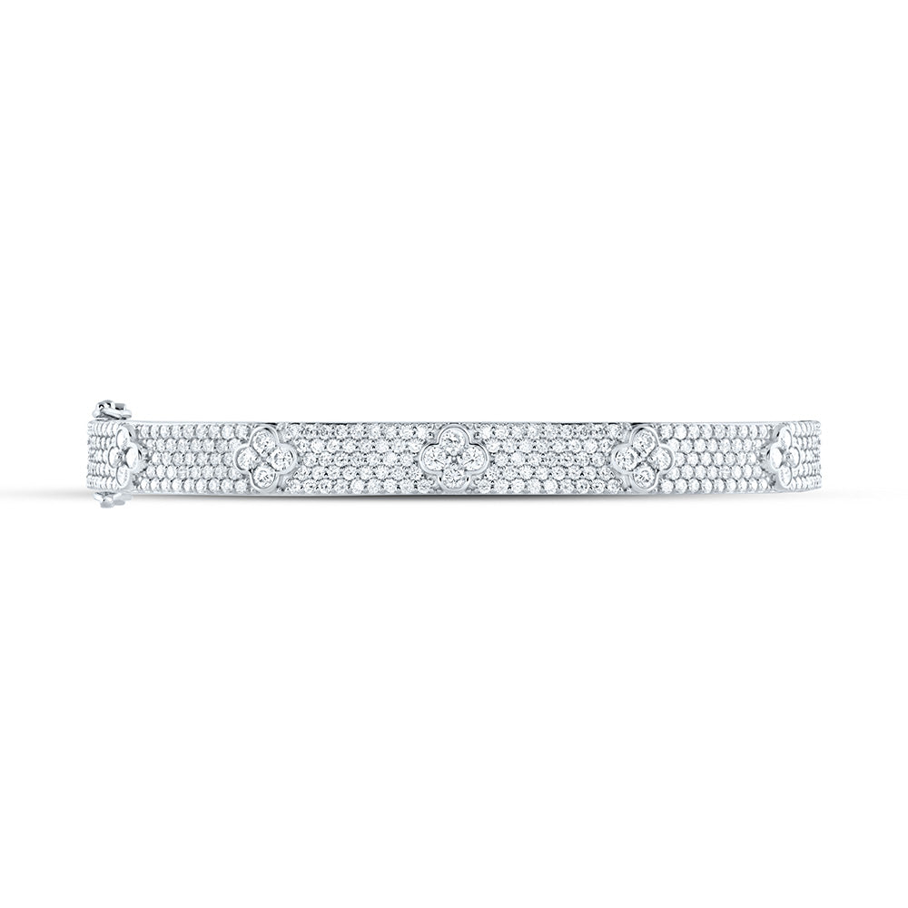 14K Yellow Or White Gold 2 1/2Cttw Natural Diamond Fashion Clover Bangle (60X48Mm)
