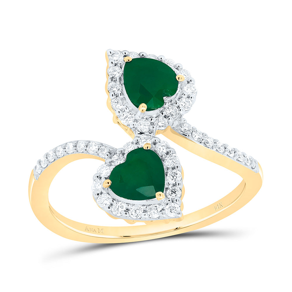 14K Yellow or White Gold 1/3 Ctw Diamond 5MM Natural Gem Heart Ring, Womens Size: 5-9