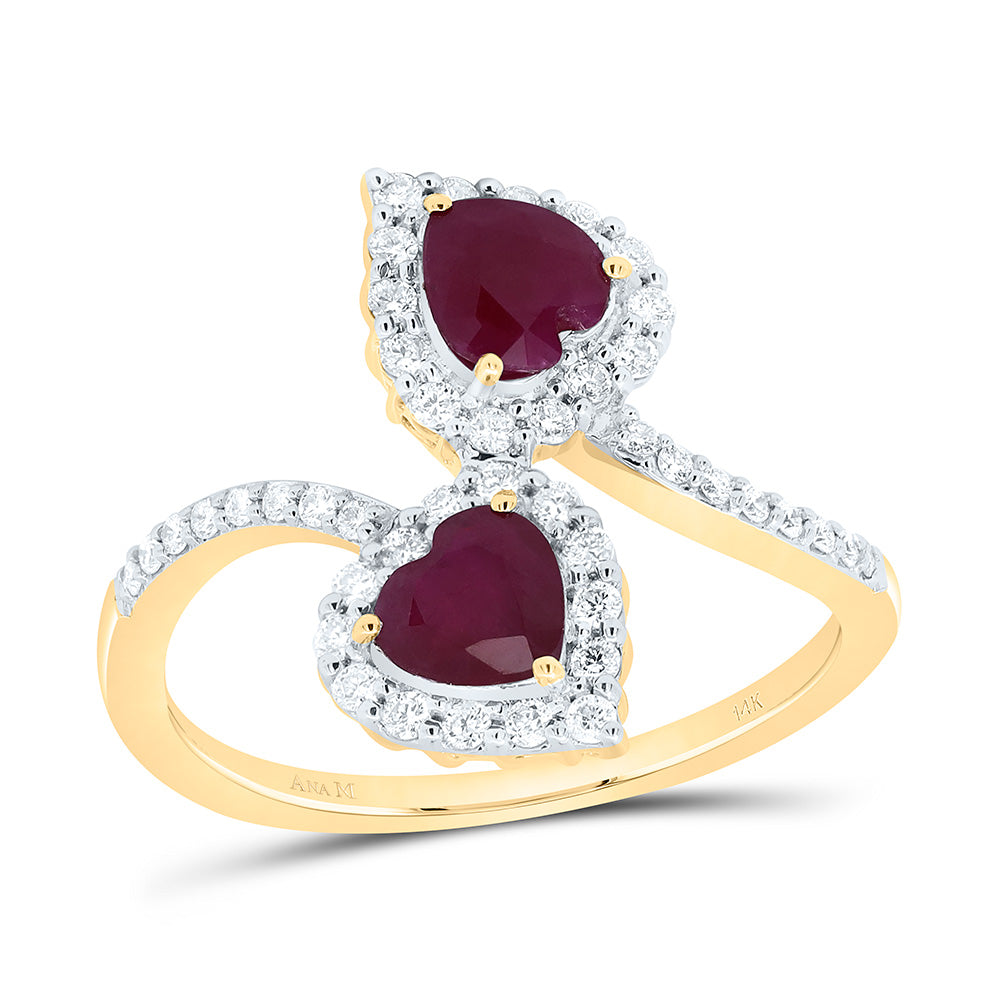 14K Yellow or White Gold 1/3 Ctw Diamond 5MM Natural Gem Heart Ring, Womens Size: 5-9
