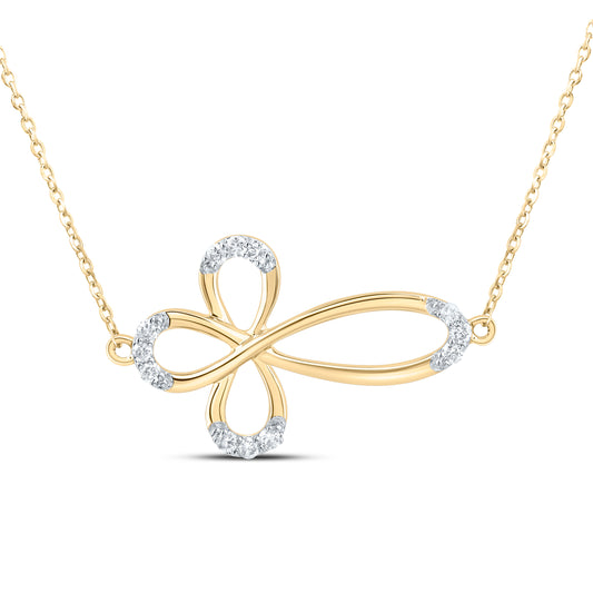 10K Yellow or White Gold 1/5 Ctw Natural Diamond Fashion Cross Necklace (18 Inch)