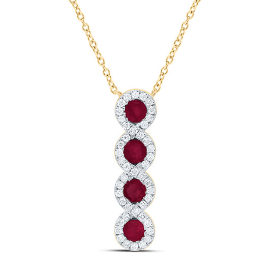 14K Yellow or White Gold 1/6 Ctw Diamond Round Natural Gem Necklace (18 Inch)
