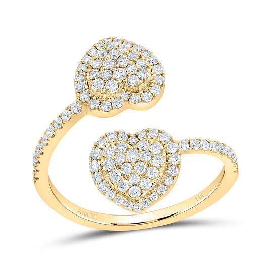 14K Yellow or White or Rose Gold 5/8 Ctw Natural Diamond Fashion Heart Ring, Womens Size: 5-9