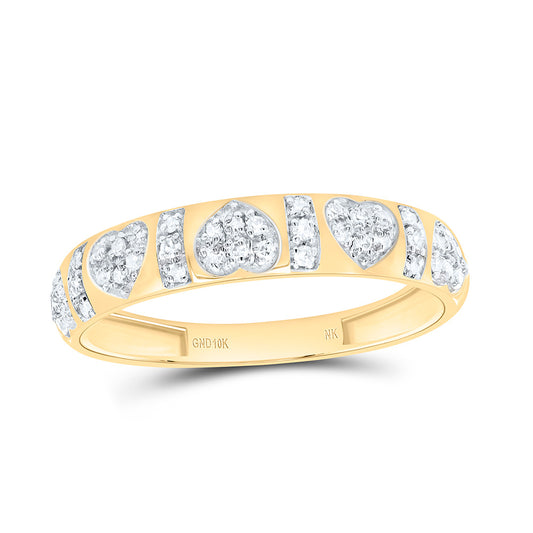 10K Yellow or White or Rose Gold 1/6 Ctw Natural Diamond Heart Ladies Band, Womens Size: 5-9