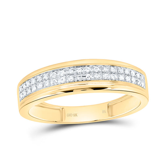 10K Yellow or White Gold 3/8 Ctw Natural Diamond Fashion Emerlad Trio Set, Womens Size: 5-9, Mens Size: 8-12