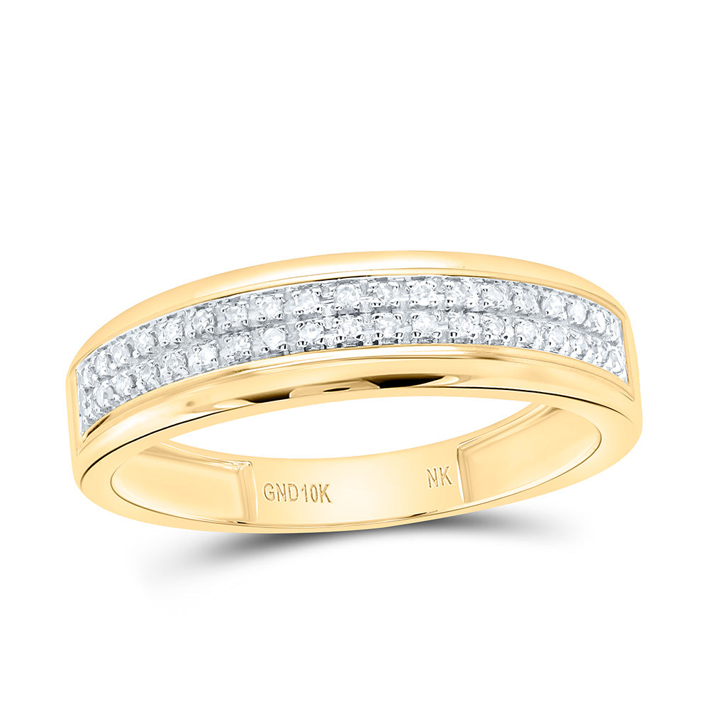 10K Yellow or White Gold 1/6 Ctw Natural Diamond Fashion Mens Band, Mens Size: 8-12