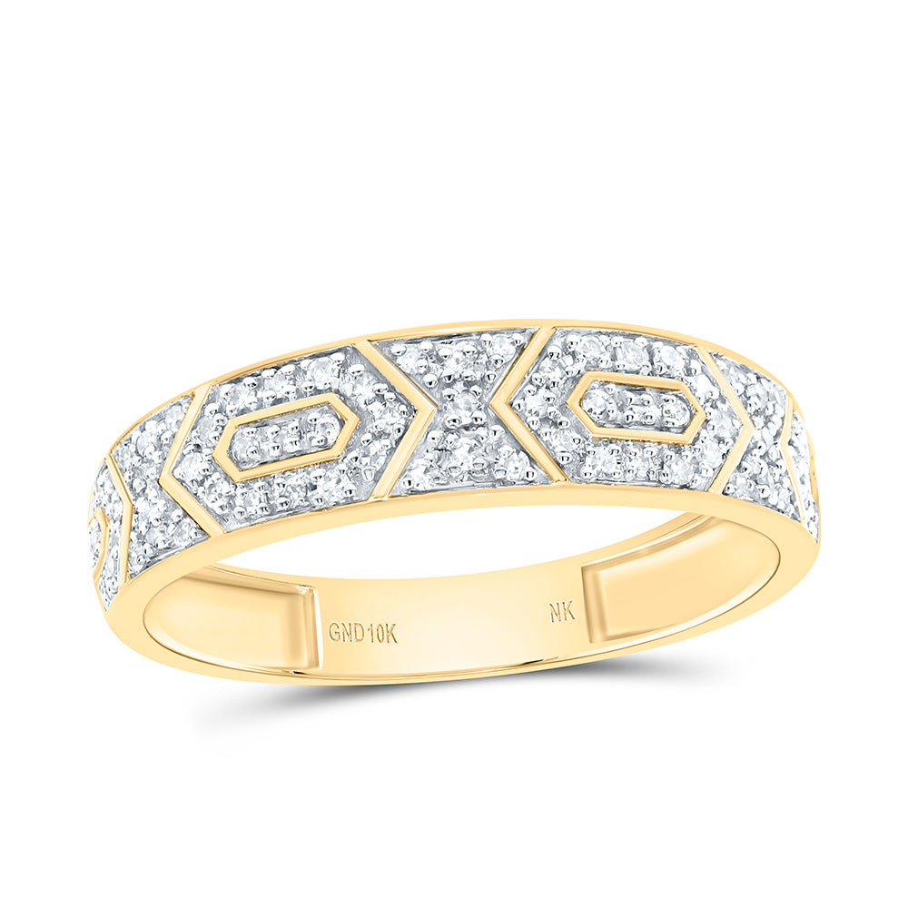 10K Yellow Gold 1/4 Ctw Natural Diamond Fashion Mens Band, Mens Size: 8-12