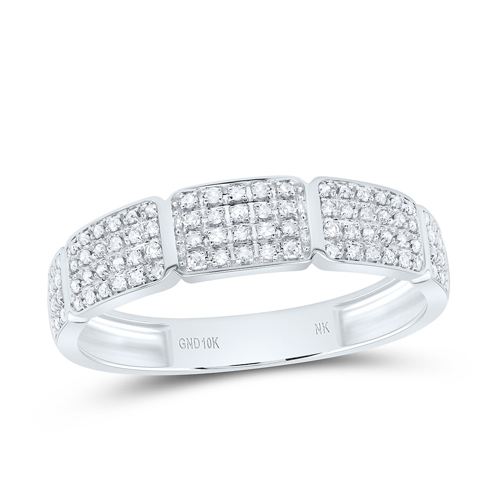 10K Yellow or White Gold 7/8 Ctw Natural Diamond Fashion Cushion Trio Set, Womens Size: 5-9, Mens Size: 8-12