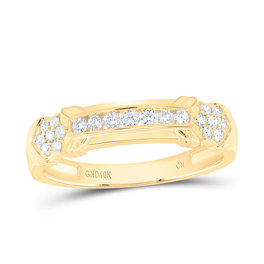 10K Yellow Gold 1/3 Ctw Natural Diamond Fashion Mens Band, Mens Size: 8-12