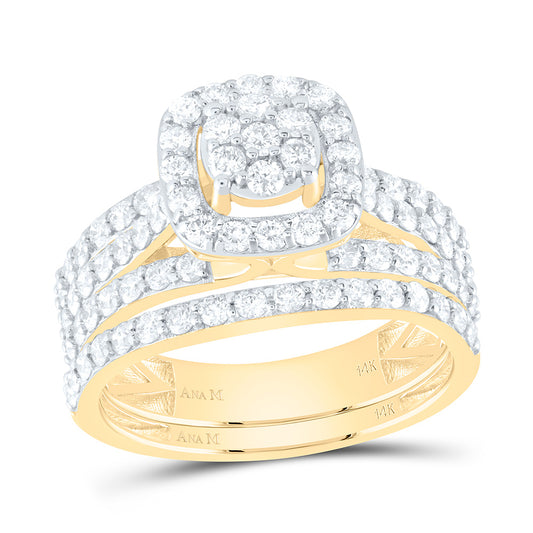 14K Yellow Gold 2Cttw Natural Diamond Cushion Trio Set