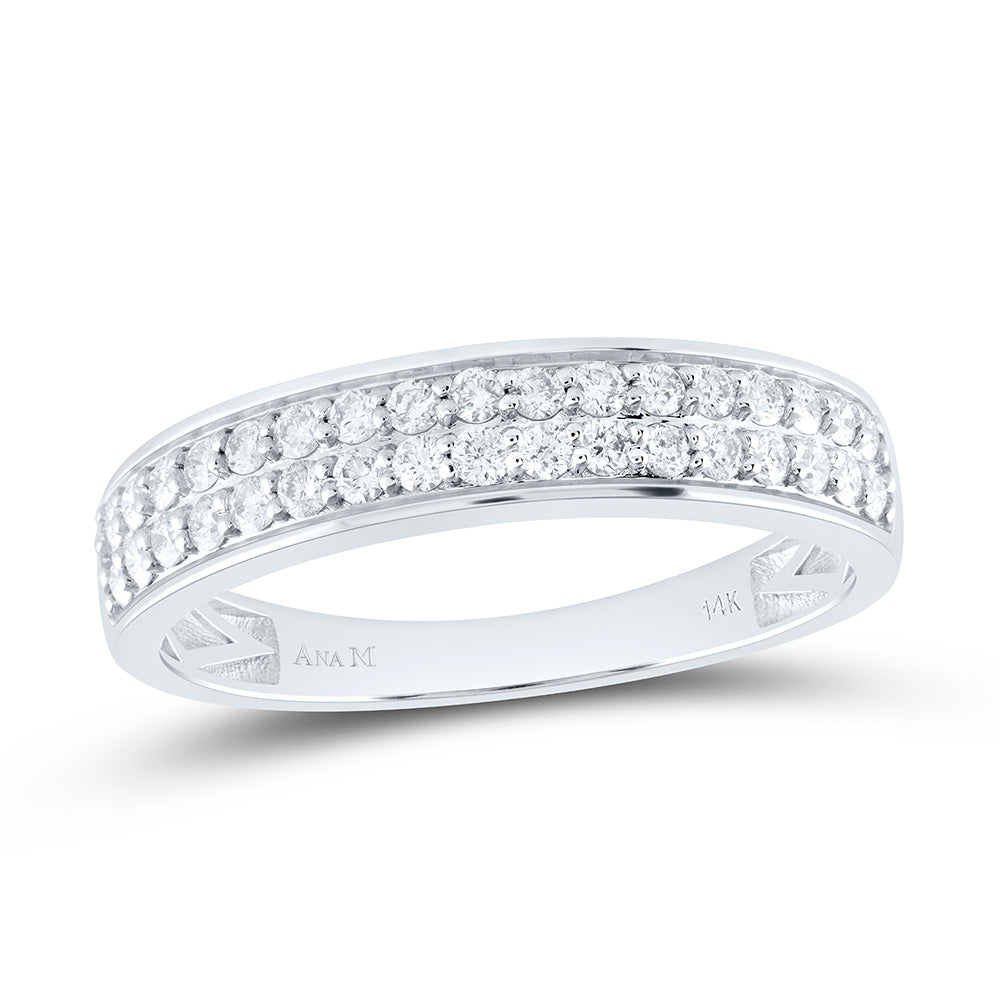 14K White Gold 2 1/4 Cttw Natural Diamond Ana M Cushion Bridal Anniversary Wedding Engagement Band Ring Trio Set