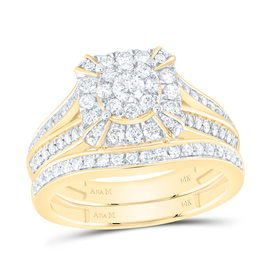 14K Yellow Gold 1 3/4Cttw Natural Diamond Cushion Trio Set