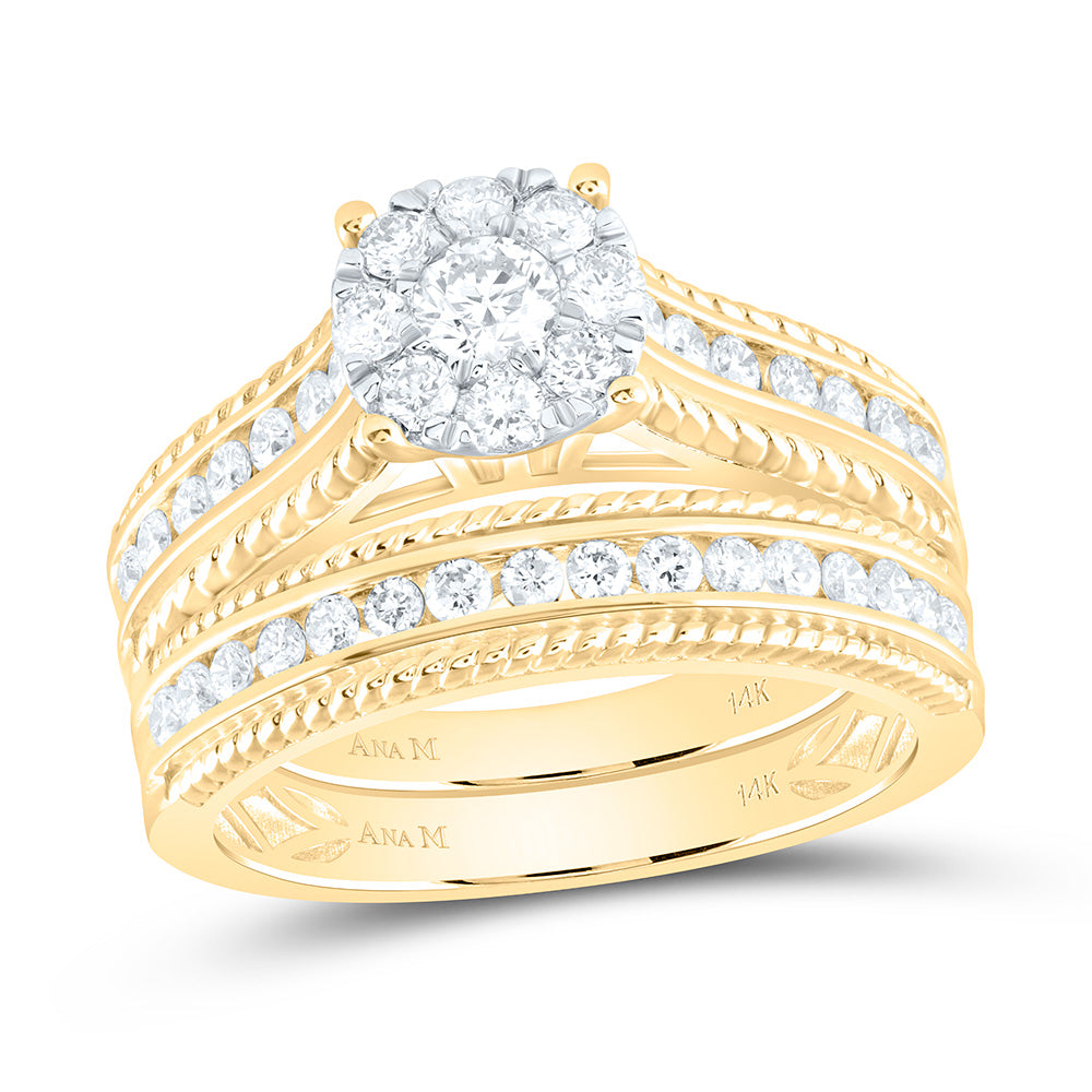 14K Yellow Or White Gold 1 1/4Cttw Natural Diamond Round Trio Set