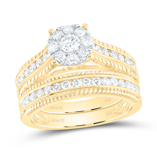14K Yellow Or White Gold 1 1/4Cttw Natural Diamond Round Trio Set