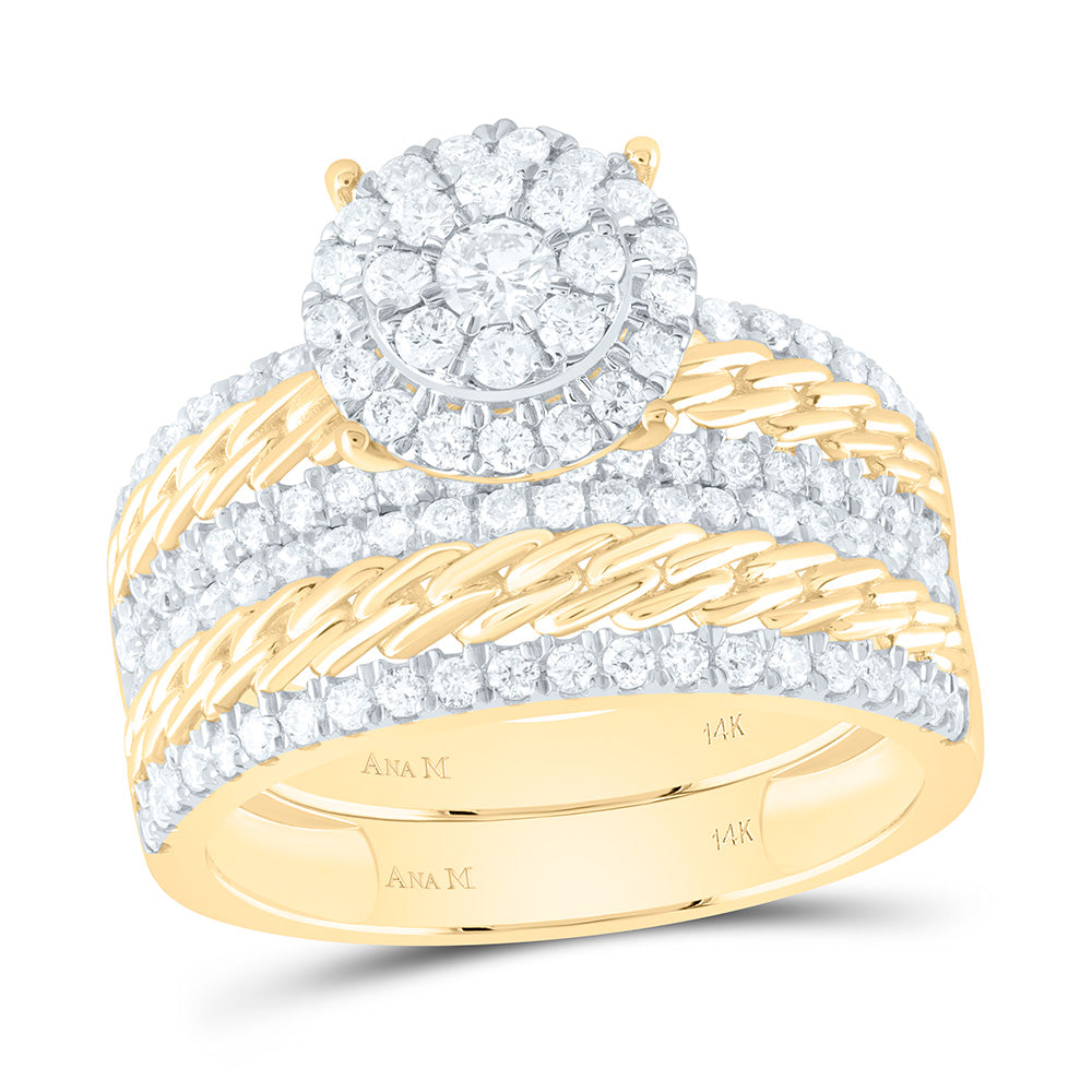 14K Yellow Gold 1 1/2Cttw Natural Diamond Round Trio Set