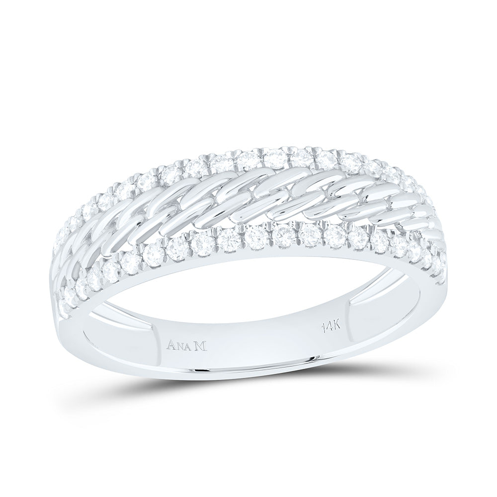 14K White Gold 1 1/2 Cttw Natural Diamond Ana M Round Bridal Anniversary Wedding Engagement Band Ring Trio Set