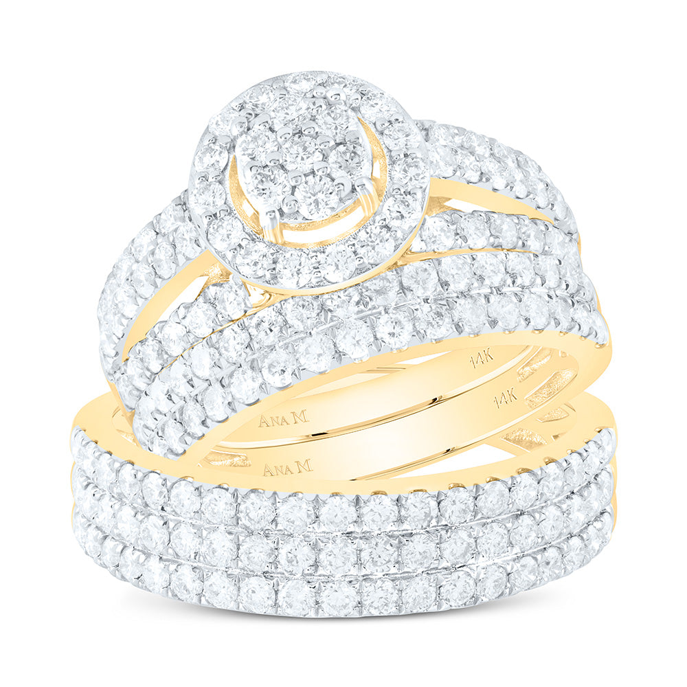 14K Yellow Or White Gold 2 1/2Cttw Natural Diamond Round Trio Set
