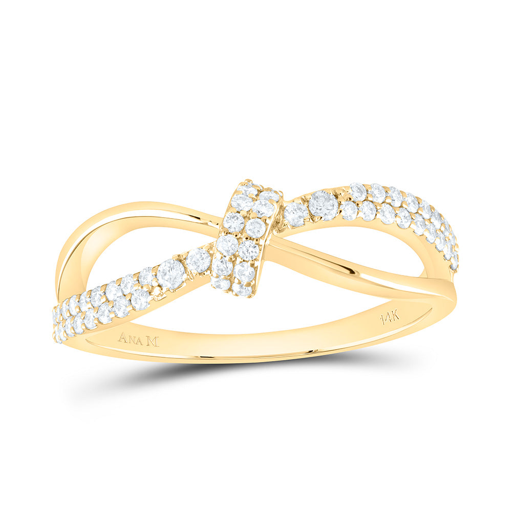 14K Yellow Or White Gold 1/3Cttw Natural Diamond Criss Cross Fashion Ring