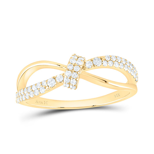 14K Yellow Or White Gold 1/3Cttw Natural Diamond Criss Cross Fashion Ring