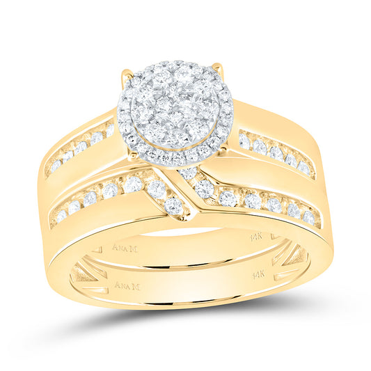 14K Yellow Gold 5/8Cttw Natural Diamond Round Trio Set