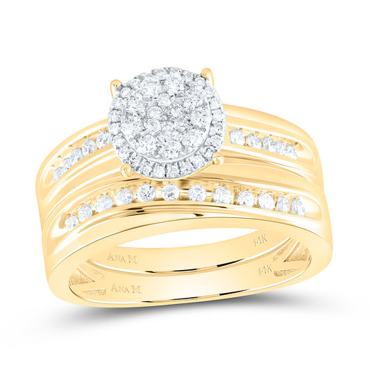 14K Yellow Gold 3/4 Ctw Natural Diamond Round Trio Set, Womens Size: 5-9, Mens Size: 8-12
