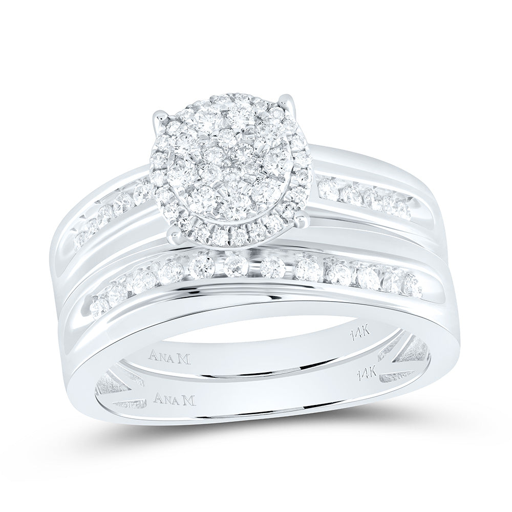 14K White Gold 3/4Cttw Natural Diamond Round Trio Set