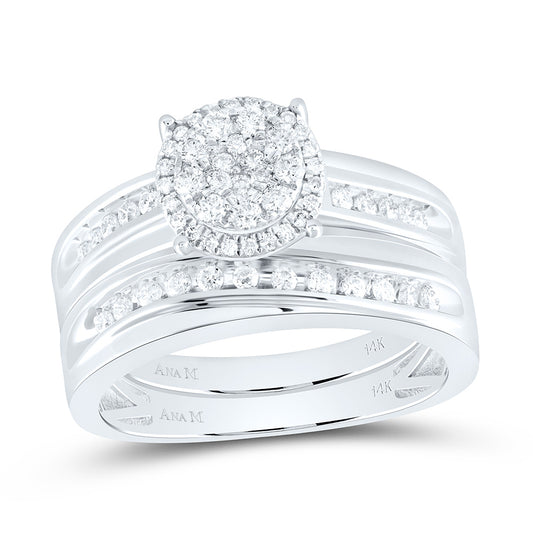 14K White Gold 3/4Cttw Natural Diamond Round Trio Set