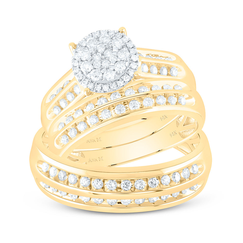 14K Yellow Or White Gold 7/8Cttw Natural Diamond Round Trio Set