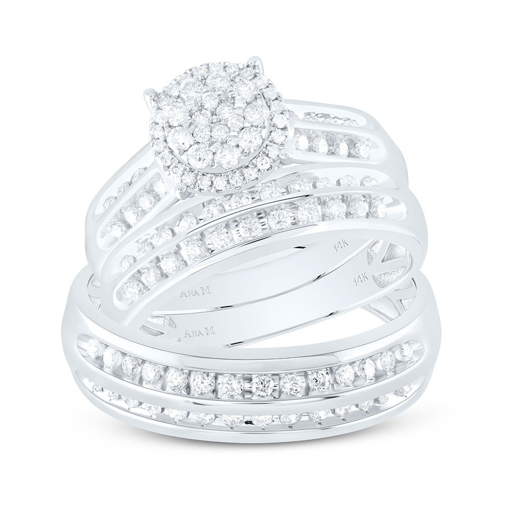 14K Yellow Or White Gold 7/8Cttw Natural Diamond Round Trio Set