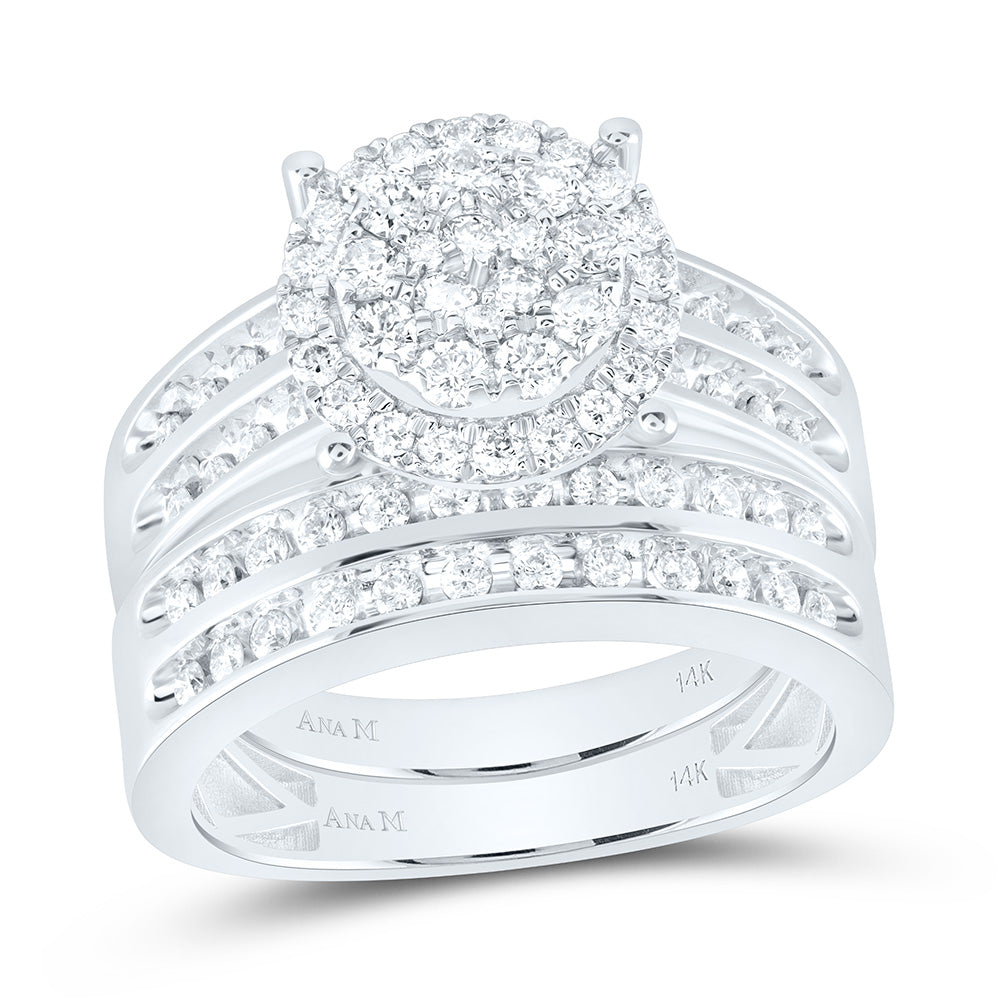14K White Gold 1 1/3Cttw Natural Diamond Round Trio Set