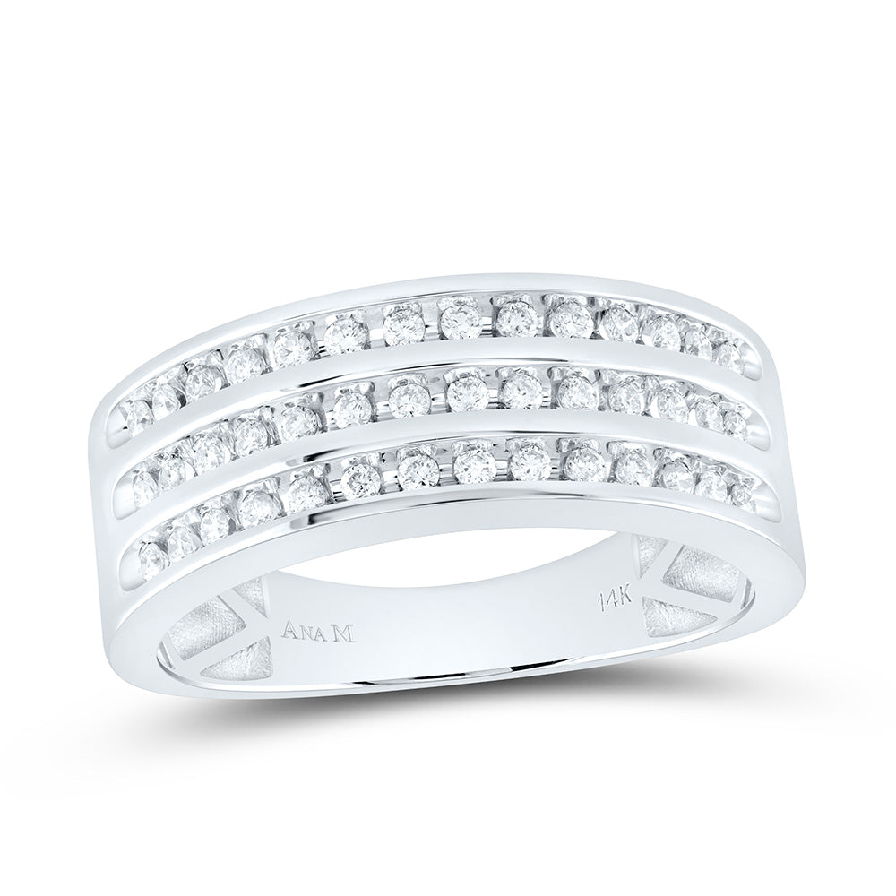 14K White Gold 1 1/3Cttw Natural Diamond Round Trio Set