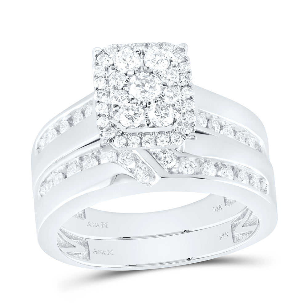 14K White Gold 1Cttw Natural Diamond Square Trio Set