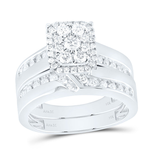 14K White Gold 1Cttw Natural Diamond Square Trio Set