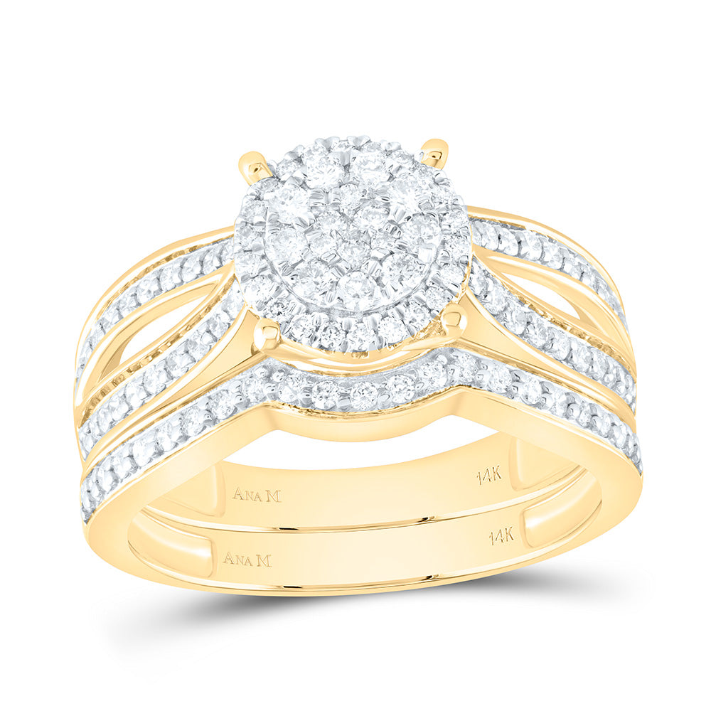 14K Yellow Or White Gold 1 3/8Cttw Natural Diamond Round Trio Set