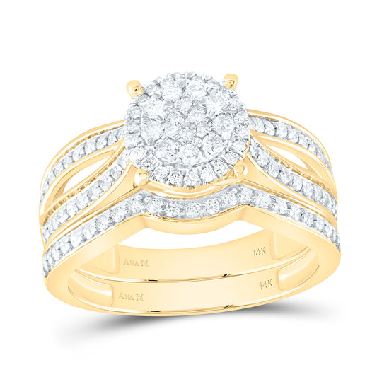 14K Yellow Or White Gold 1 3/8Cttw Natural Diamond Round Trio Set