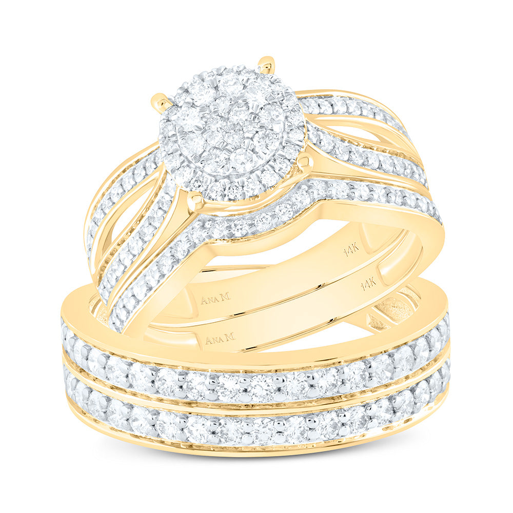 14K Yellow Or White Gold 1 3/8Cttw Natural Diamond Round Trio Set