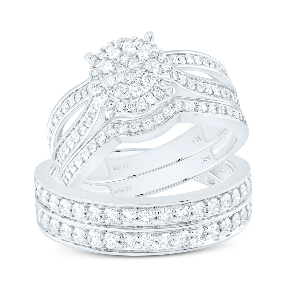 14K Yellow Or White Gold 1 3/8Cttw Natural Diamond Round Trio Set