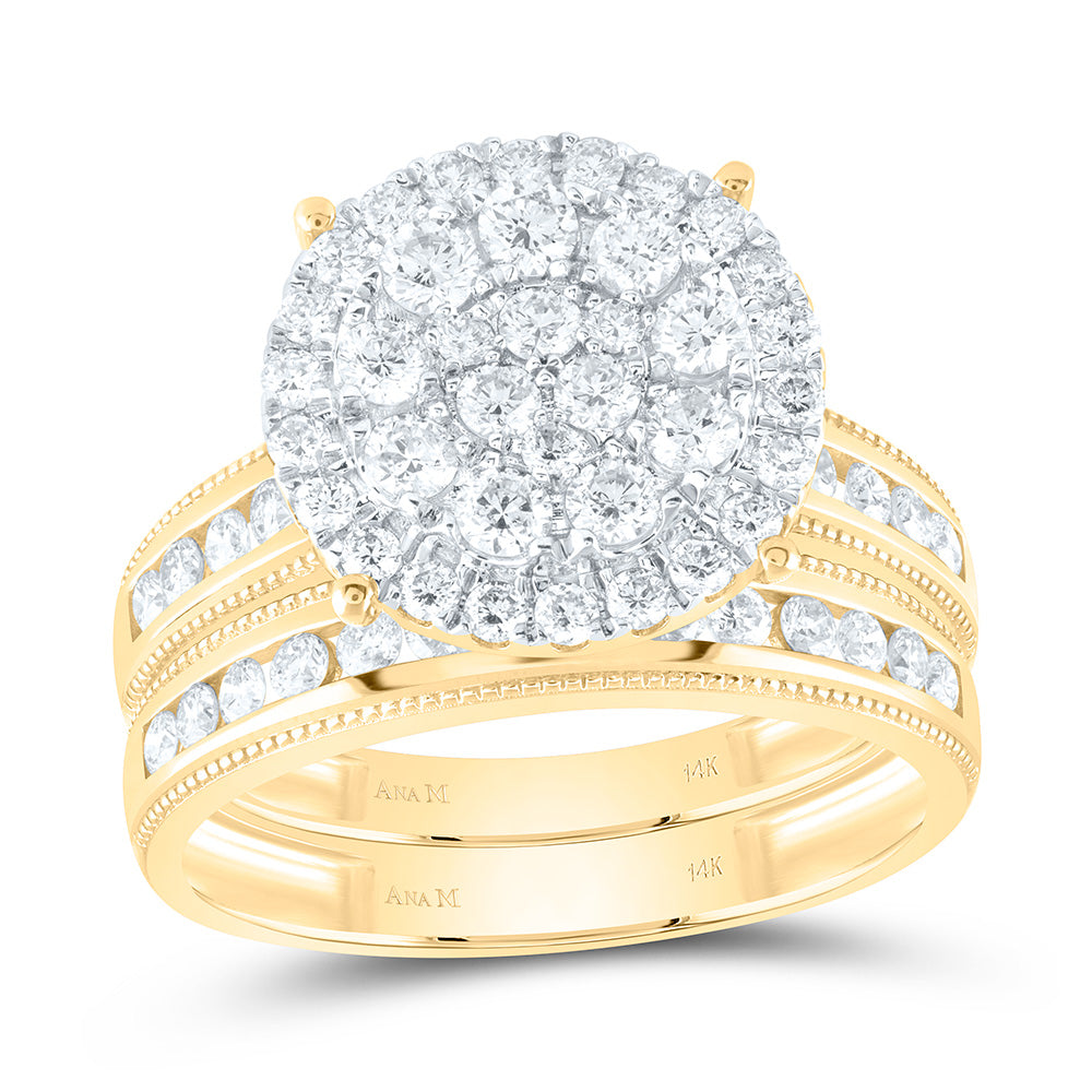 14K Yellow Or White Gold 1 1/2Cttw Natural Diamond Round Trio Set