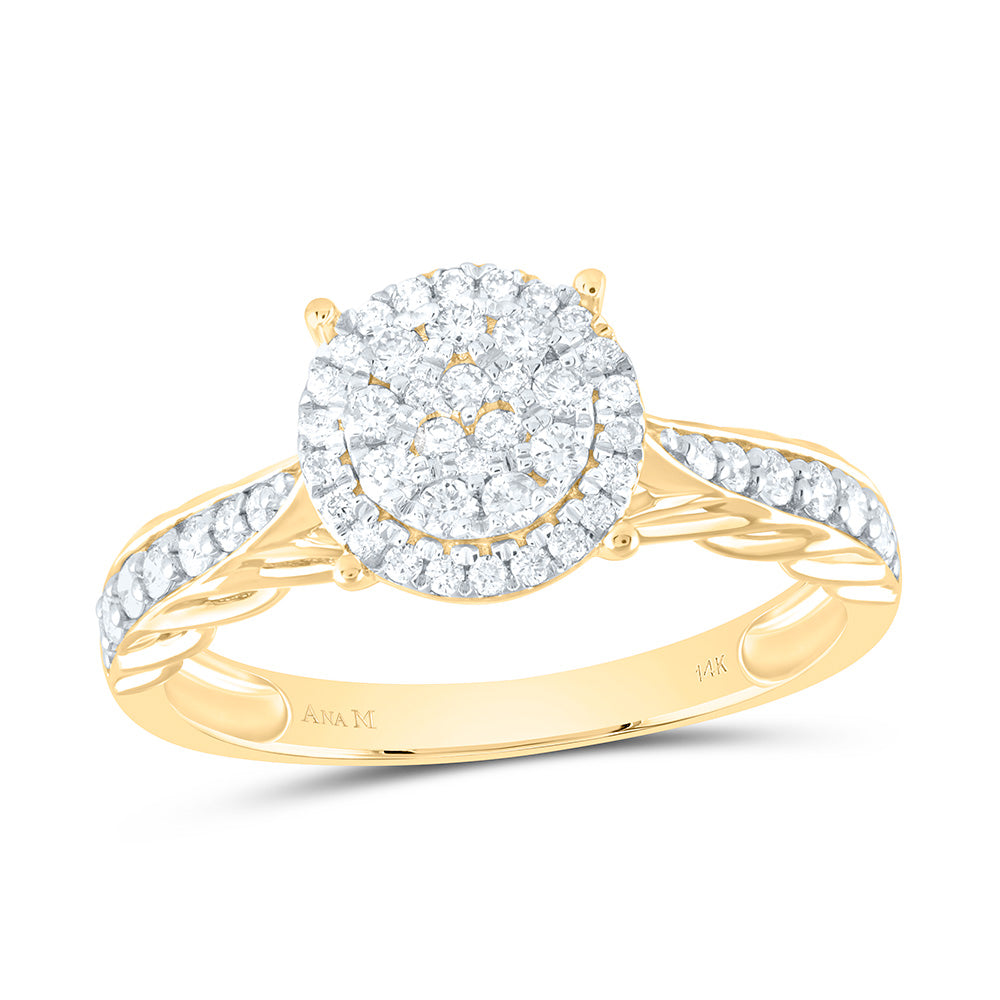 14K Yellow Or White Gold 1/2Cttw Natural Diamond Round Engagement Ring