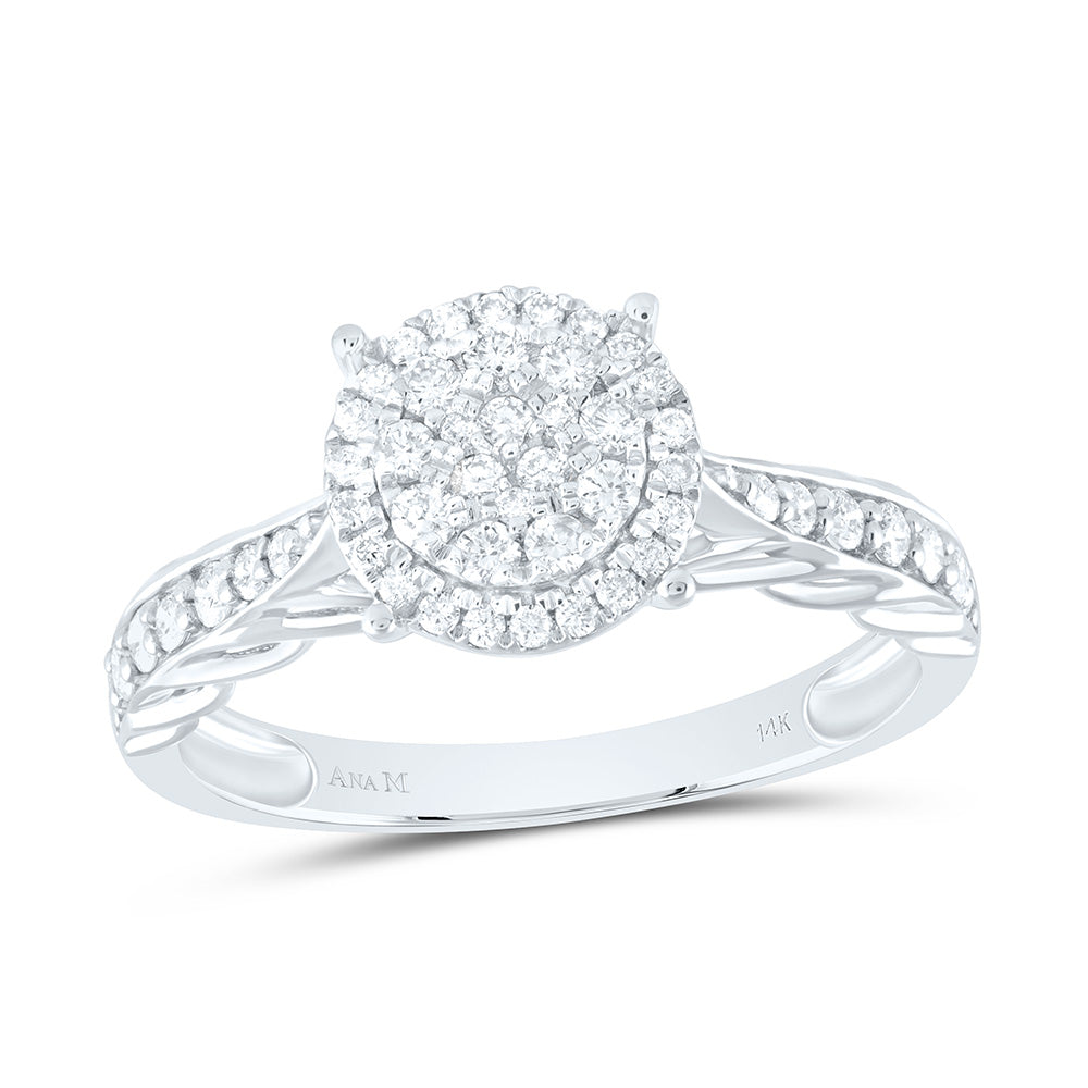 14K Yellow Or White Gold 1/2Cttw Natural Diamond Round Engagement Ring