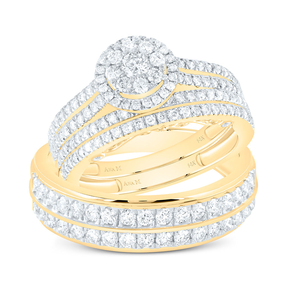 14K Yellow Or White Gold 1 5/8Cttw Natural Diamond Round Trio Set