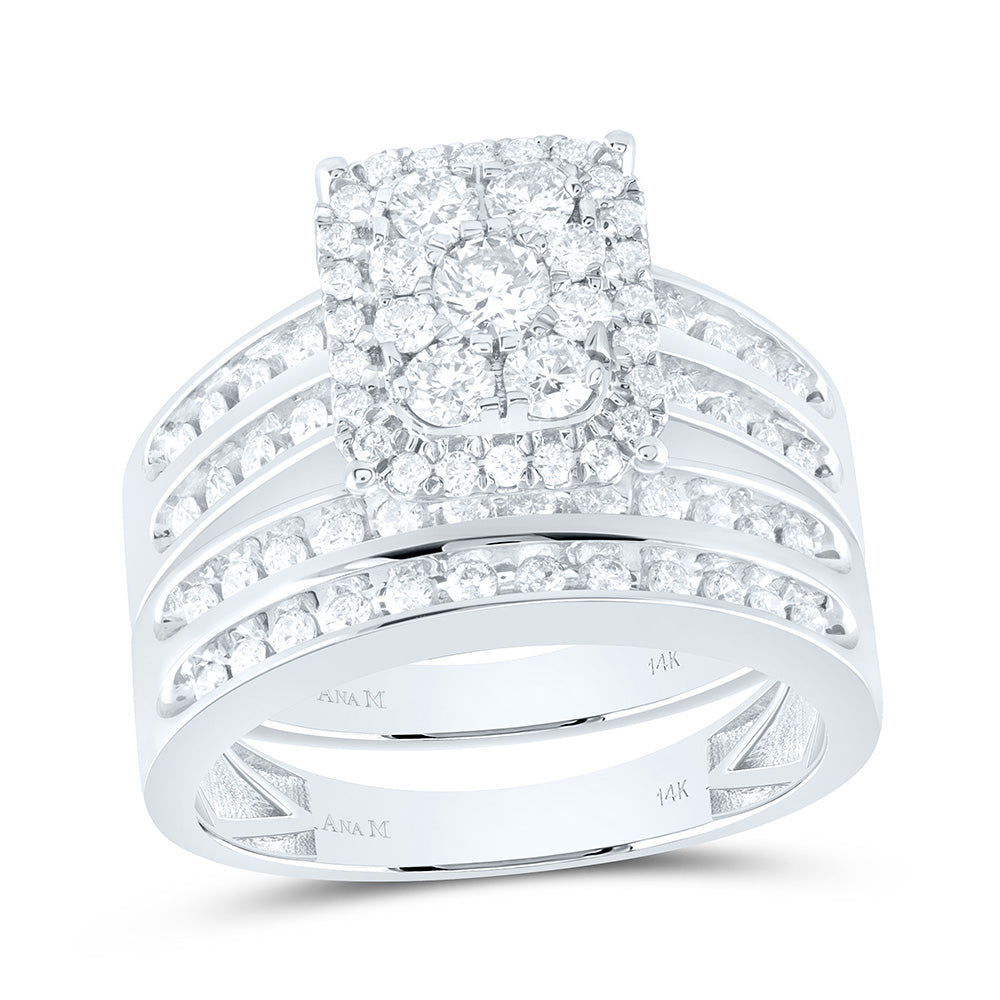14K Yellow Or White Gold 1-3/8Cttw Natural Diamond Square Trio Set
